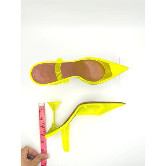AMINA MUADDI NEON YELLOW PVC HOLLI SLING PARTY HEELS size 37 - Picture 7 of 12